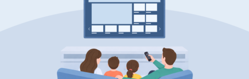 illustration of family watching CTV on couch