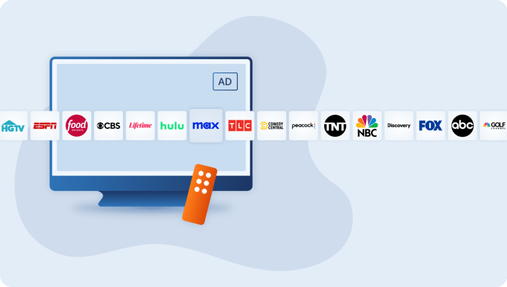 illustration of a smart TV with streaming apps scrolling by