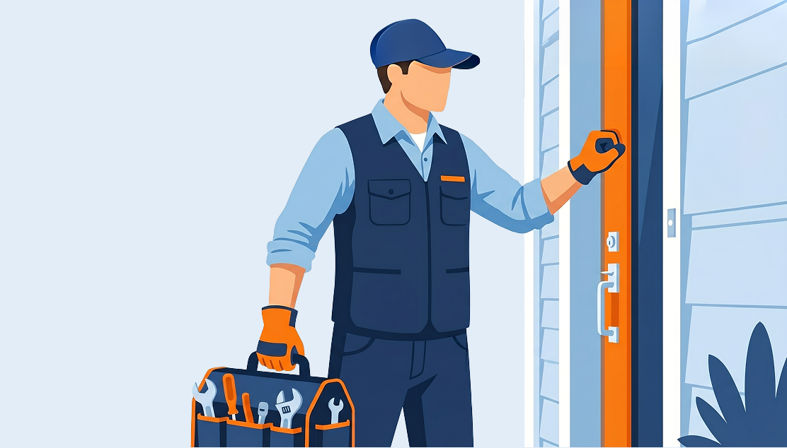 Home Service Technician Knocking on Door