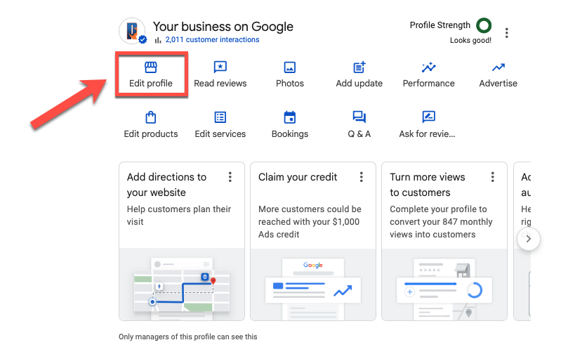 How to edit your Google Business Profile on search